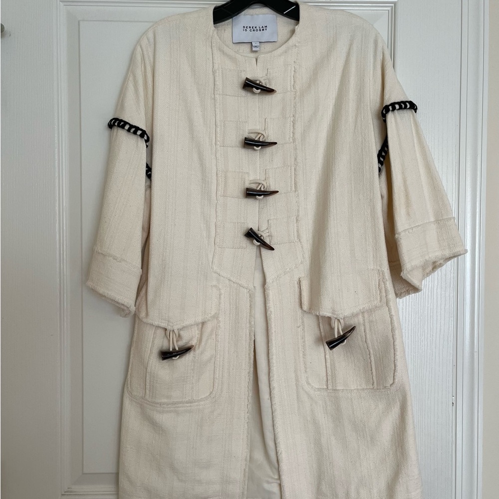 Derek Lam 10 Crosby Cream Textured Cropped Sleeve Jacket US4